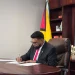 President Dr. Irfaan Ali signs the proclamation dissolving Parliament.