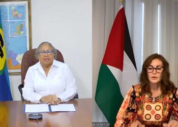 CARICOM Secretary General Dr Carla Barnett and Her Excellency Dr. Linda Sobeh Ali of Palestine