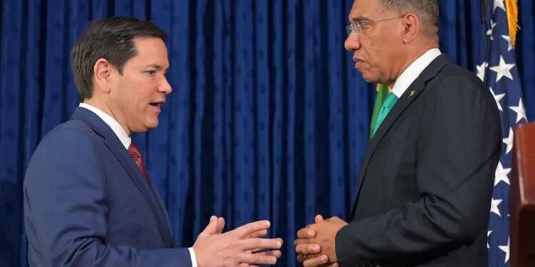 US Secretary of State Marco Rubio and Prime Minister Andrew Holness on Wednesday March 26.