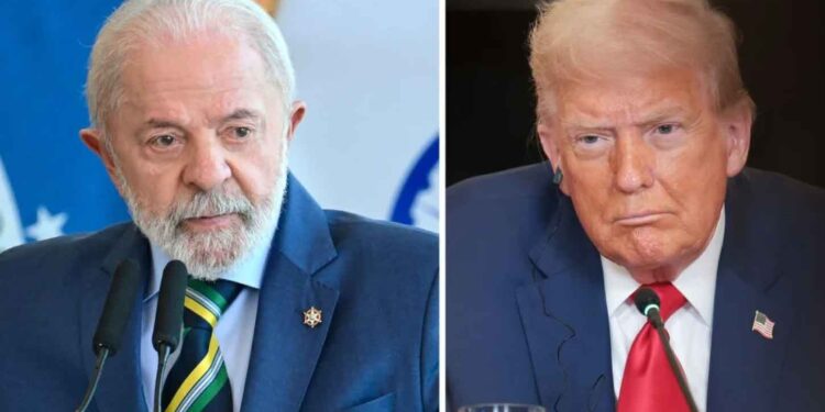 Brazilian President Luiz Inácio Lula da Silva and Donald Trump of the U.S. who announced a 50% tariff hike on Brazilian imports, effective August 1, 2025.