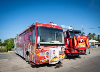 The PPP campaign buses. A first in Guyana