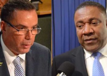 Energy Minister Daryl Vaz and Opposition energy spokesman Phillip Paulwell
