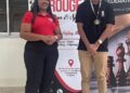 2025 National Junior Chess Championship qualifier Winner Kyle Couchman with Rouge Salon and Spa's Pritima Balgobin