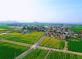 An aerial drone photo taken on March 22, 2024 shows a view of Yong'an Village in Yuhang District, Hangzhou City, east China's Zhejiang Province.(Photo by Hong Yunfeng/Xinhua)