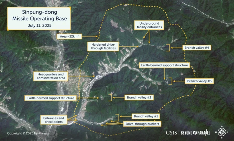 Overview of the Sinpung-dong Missile Operating Base.CSIS/Beyond Parallel/Planet 2025