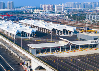 The newly completed site for centralized freight inspection at Haikou Xinhai Port and Nangang Port in Haikou, south China's Hainan Province, February 6, 2025. /VCG