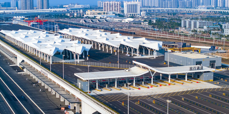 The newly completed site for centralized freight inspection at Haikou Xinhai Port and Nangang Port in Haikou, south China's Hainan Province, February 6, 2025. /VCG