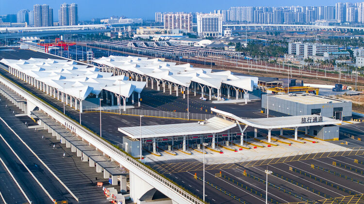 The newly completed site for centralized freight inspection at Haikou Xinhai Port and Nangang Port in Haikou, south China's Hainan Province, February 6, 2025. /VCG