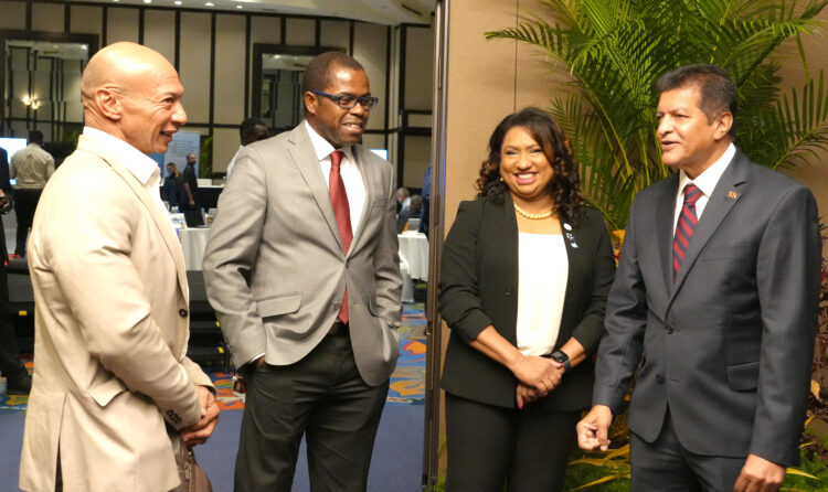 (L-R) Mr. Ian Ho-A-Shu, Senior Health Specialist, IDB;  Mr Julian Belgrave, IDB Country Representative for Trinidad & Tobago; Dr. Lisa Indar, Executive Director, CARPHA and Dr. the Honourable Lackram Bodoe, Minister of Health of Trinidad and Tobago following the Opening Ceremony of the Workshop.
