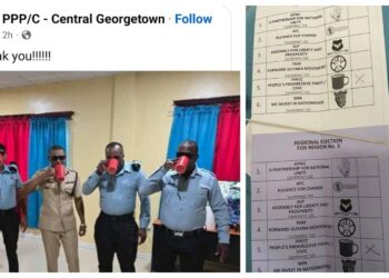 Members of the Disciplined Services (Guyana Police Force) showing they voted PPP on August 22, 2025.