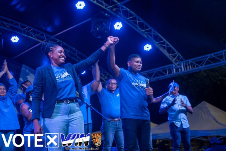 L-R WIN Prime Ministerial Candidate Tabitha Sarabo-Halley and Azruddin Mohamed