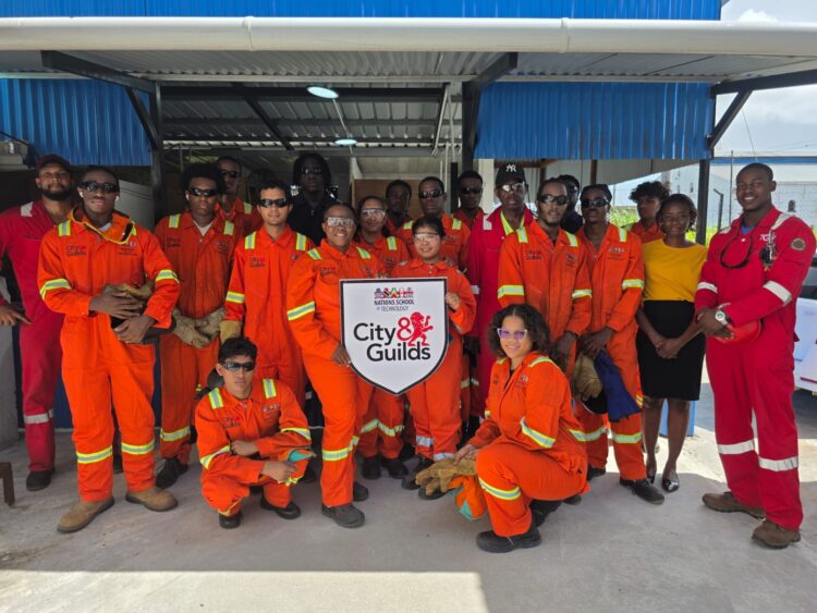 Students completing their City and Guilds welding training at the TGY/GOGSSI-Nations School of Technology's training facility in Region 4.