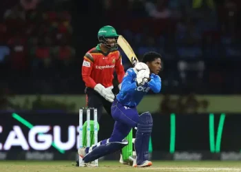 Ackeem Auguste hit 73 off just 35 balls in the run chase. © Getty