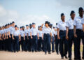 Airmen assigned to the 322nd Training Squadron graduate from basic military training at Joint Base San Antonio-Lackland, Texas, July 28, 2022. Lt. Gen. Richard W. Scobee, commander of Air Force Reserve Command, reviewed the ceremony. (U.S. Air Force photo by Miriam Thurber)