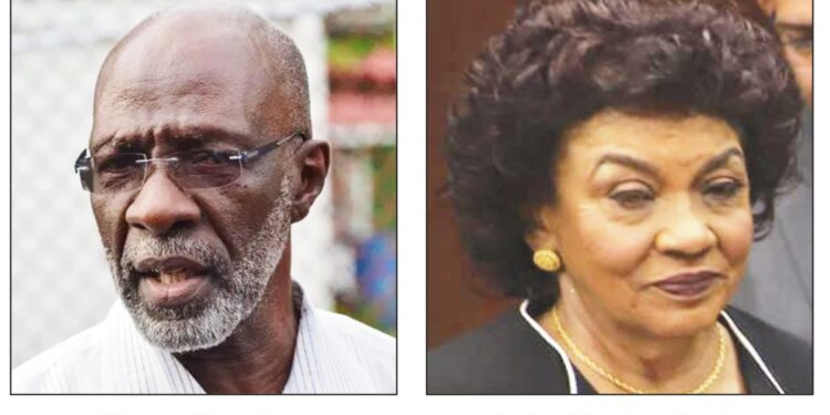 L-R Opposition-nominated GECOM Commissioner Vincent Alexander and GECOM Chairperson ret'd Justice Claudette Singh