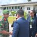 Chief of Defence Staff Brigadier Omar Khan and WIN Presidential Candidate Azruddin Mohamed in hand shake, August 22, 2025