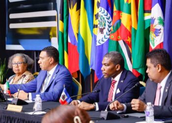 Dr Carla Barnett, CARICOM Secretary-General; Prime Minister of Jamaica Dr Andrew Holness, Chair, CARICOM ; Dr Terrance Michael Drew, Prime Minister, Saint Kitts and Nevis; H.E.Laurent Saint-Cyr, President-Counsellor of the Transitional Presidential Council (TPC), Haiti .