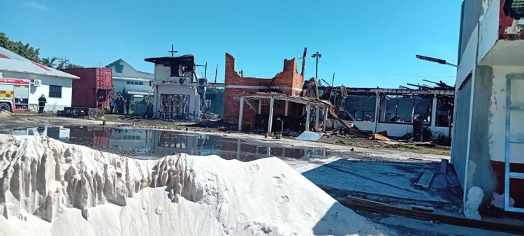 The remains of the July 31, 2025 fire at the Guyana Trades Union Congress/Critchlow Labour College