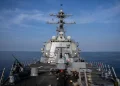 View of the U.S.S. Gravely (DDG 107) destroyer, Feb. 13, 2024. (AP Photo/Bernat Armangue, File)