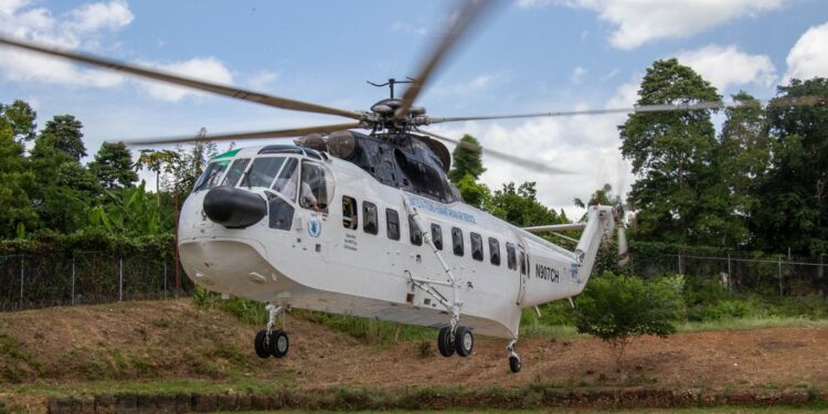 © WFP/Pedro Rodrigues UN staff move around Haiti on helicopters due to the lack of security on the ground.