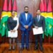 L-R Acting Chancellor Roxane George-Wiltshire S.C, President Irfaan Ali and Acting Chief Justice  Navindra Singh