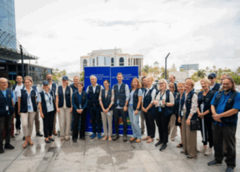 Chief Observer, Deputy Chief Observer, short-term observers and other members of the EU EOM team at today’s deploymen