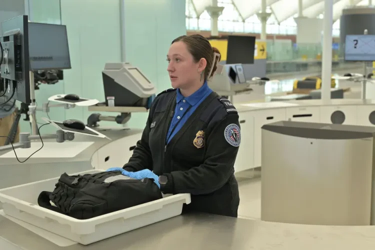 FILE: A TSA officer at the Denver International Airport.
Hyoung Chang/Denver Post via Getty Images