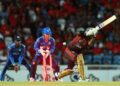 Trinbago Knight Riders' Akeal Hosein is bowled by Tabraiz Shamsi of St Lucia Kings during the 2025 Republic Bank Caribbean Premier League match at Brian Lara Cricket Academy on September 3, 2025 in Tarouba. - (CPL T20)