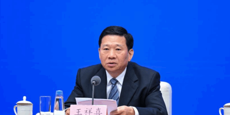 Wang Xiangxi, minister of emergency management, speaks at a press conference held by the State Council Information Office (SCIO) on China's achievements in emergency management reform and development during the 14th Five-Year Plan period (2021-2025) in Beijing, China, September 24, 2025. /Xinhua