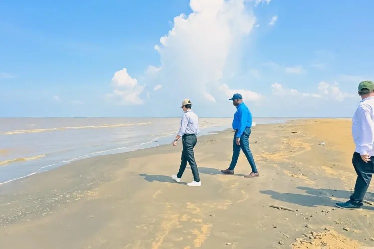 No. 63 Beach Corentyne, Berbice Minister  Susan Rodriques and team walk across