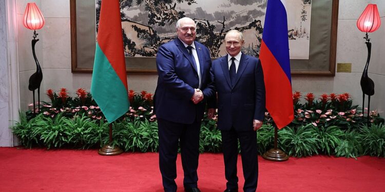 Russian President Vladimir Putin in meeting with President of Belarus Alexander Lukashenko in Beijing on Sep. 2 Photo: Kremlin