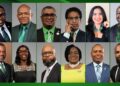 APNU 12-Member Parliamentary List. Clockwise from L-R- Dr. Dexter Todd, Sherod Duncan, Ganesh Mahipaul, Dr. Terrence Campbell, Juretha Fernandes, Dr. David Hinds, Riaz Zakeer Rupnarain, Vinceroy Jordan, Coretta McDonald A.A, Saiku Andrews, Nima Flue-Bess, Sharma Solomon (Photo- APNU facebook)