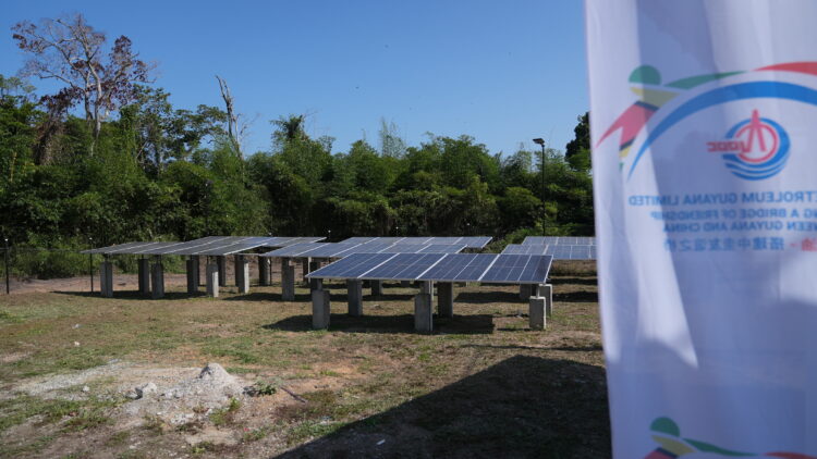 Part of the three-point solar panel system on Arian Island, Batavia, Cuyuni-Mazaruni