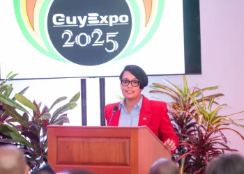 Minister of Tourism, Industry and Commerce Susan Rodrigues delivers the feature address at GuyExpo 2025 launch