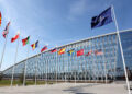 National flags of Alliance's members flutter at NATO headquarters in Brussels, Belgium April 2, 2025. REUTERS/Yves Herman/ File Photo
