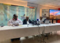 Gecom’s final press conference before General and Regional Elections 2025 with from left: PRO Yolanda Ward, CEO Vishnu Persaud, DCEO Aneal Giddings and Civic and Voter Education Manager, Nardeo Persaud. (SN Photo)