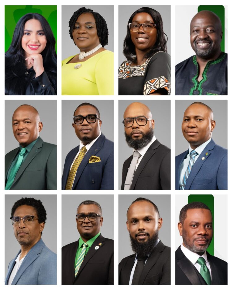 Top-bottom from L-R- Juretha Fernandes, Corretta McDonald A.A, Nina Flu-Bess, Dr. David Hinds, Sherrod Duncan, Dr.Dexter Todd, Saiku Andrews, Vinceroy Jordan, Dr. Terrence Campbell, Ganesh Mahipaul,Riaz Zakeer Rupnarain, Sharma Solomon