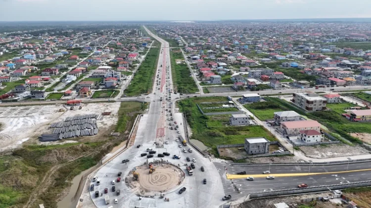 Works ongoing on the interlinking road that will connect to the new Demerara Harbour Bridge