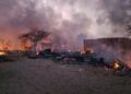 Destruction in the Abu Shouk refugee camp in northern Darfur. Photograph: Darfur Network for Human Rights