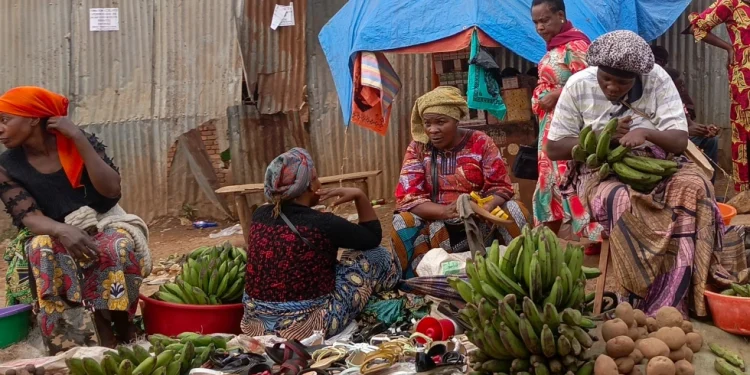Vendors are seen at a market in Bukavu, Democratic Republic of the Congo, Friday, Aug 29, 2025. (AP Photo)