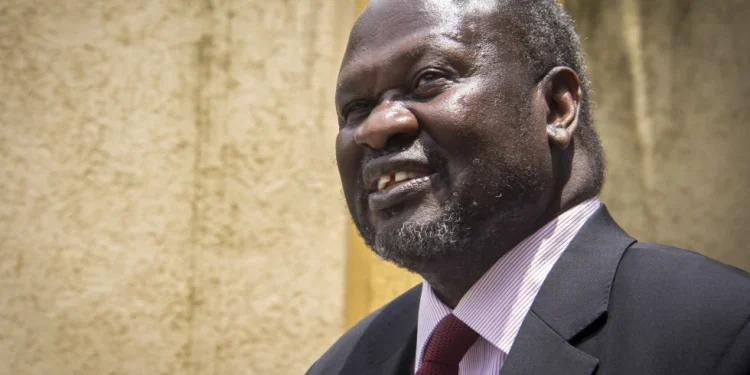 South Sudan’s rebel leader Riek Machar speaks to the media about the situation in South Sudan following a peace agreement the week before with the government, in Addis Ababa, Ethiopia, Monday, Aug. 31, 2015. (AP Photo/Mulugeta Ayene, File)