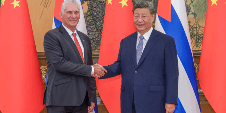 Xi Jinping (R), general secretary of the Communist Party of China Central Committee and Chinese president, meets with Miguel Diaz-Canel, first secretary of the Central Committee of the Communist Party of Cuba and Cuban president, in Beijing, China, September 4, 2025. /Xinhua