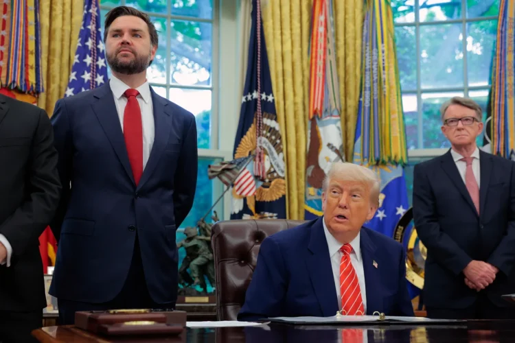 Ambassador to the United States, address reporters in the Oval Office at the White House, May 8, 2025, in Washington, D.C. 
Anna Moneymaker/Getty