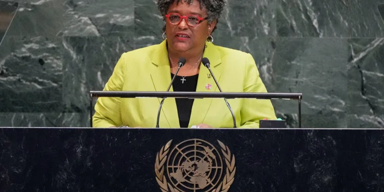 Barbados Prime Minister Mia Mottley addresses the 80th session of the United Nations General Assembly, on September 26. - AP Photo