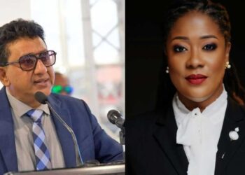 L-R Attorney General Anil Nandlall and Amanza Walton-Desir, Leader Forward Guyana Movement’s (FGM)