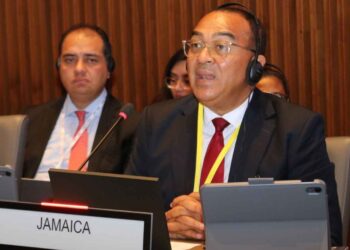 Jamaica's Health and Wellness Minister Dr. Christopher Tufton adressing the 62nd Directing Council of the Pan American Health Organization (PAHO) in Washington DC on Monday September 29, 2025.