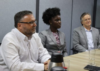 From L-R: His Excellency Sébastien Sigouin, High Commissioner of Canada in Guyana; Naomi Barkoye, Canadian High Commissioner for the Day winner; Daniel Bood, Political Counsellor, High Commission of Canada at the CARICOM Secretariat, 9 October 2025