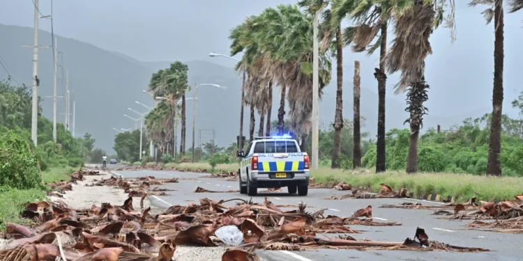 Many parts of the island have been hit hard - this photo was taken in Kingston on Tuesday