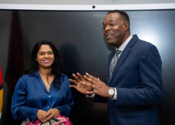 Guyana's education minister Sonia Parag and CXC registrar Dr Wayne Wesley -