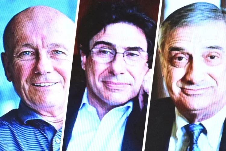 From left: Peter Howitt, Philippe Aghion and Joel Mokyr.Jonathan Nackstrand / AFP via Getty Images